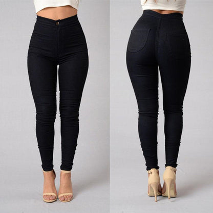 Casual Pants For Women High Waist Stretch Slim Trouser Skinny Candy Color Jeans